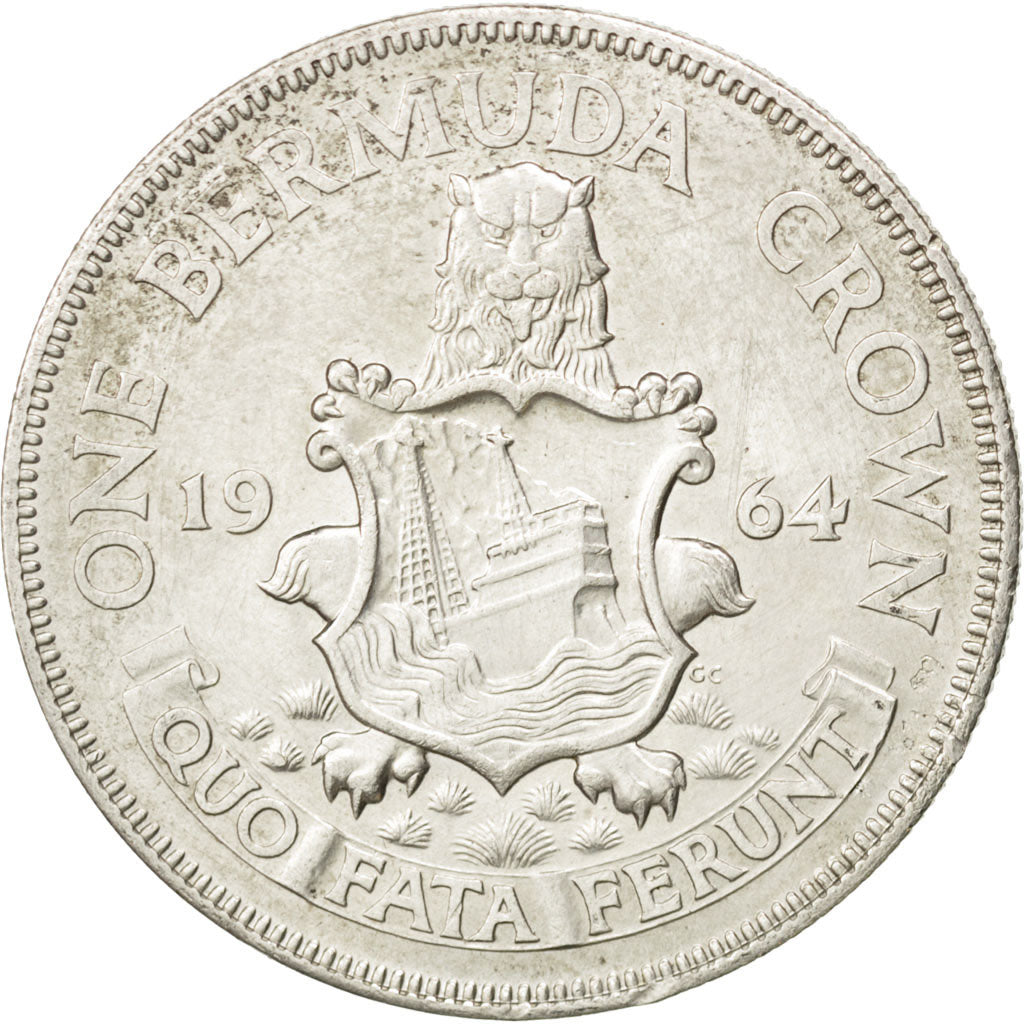 BERMUDA, Crown, 1964, KM #14, AU(55-58), Silver, 36, 22.59
