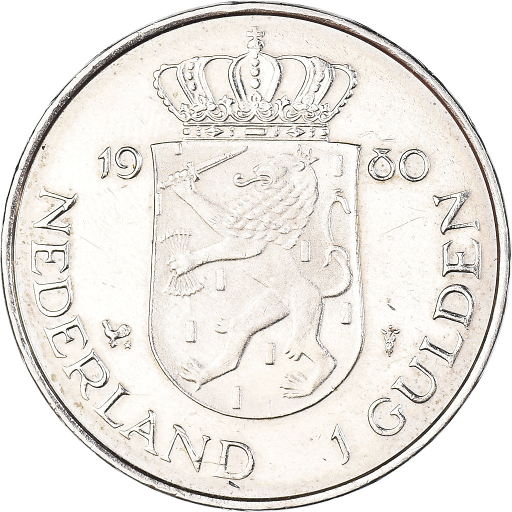 Coin, Netherlands, Beatrix, Gulden, 1980, AU(50-53), Nickel, KM:200