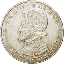 PANAMA, 1/2 Balboa, 1953, KM #20, AU(55-58), Silver, 30.6, 12.50