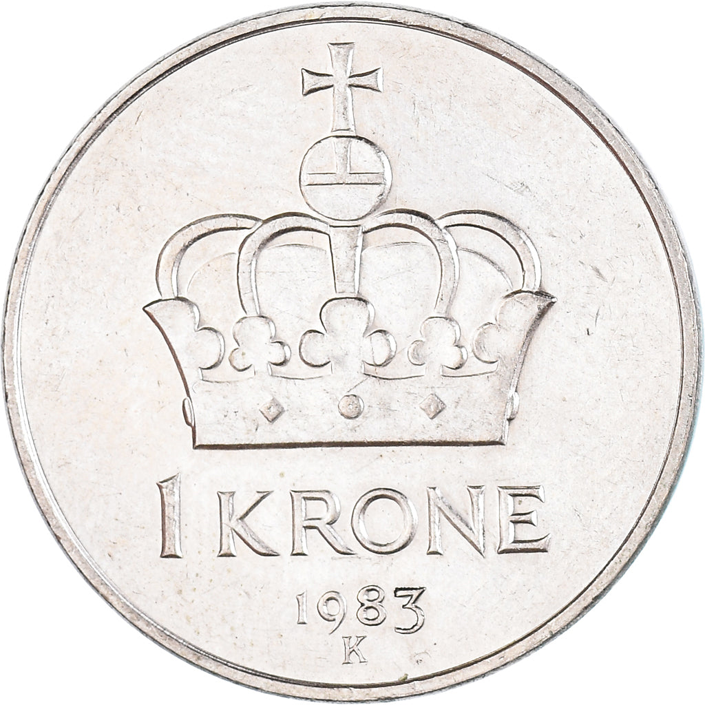 Coin, Norway, Olav V, Krone, 1983, AU(55-58), Copper-nickel, KM:419