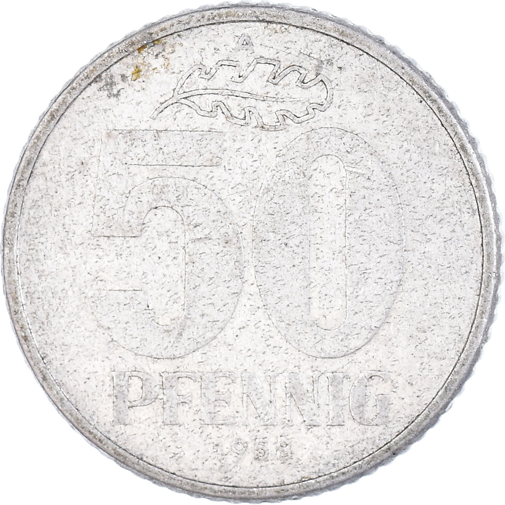 Coin, GERMAN-DEMOCRATIC REPUBLIC, 50 Pfennig, 1959, Berlin, VF(20-25), Aluminum