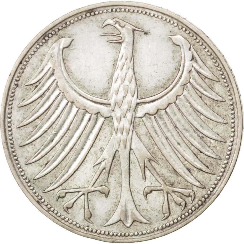 GERMANY - FEDERAL REPUBLIC, 5 Mark, 1951, Munich, KM #112.1, AU(50-53), Silver,.