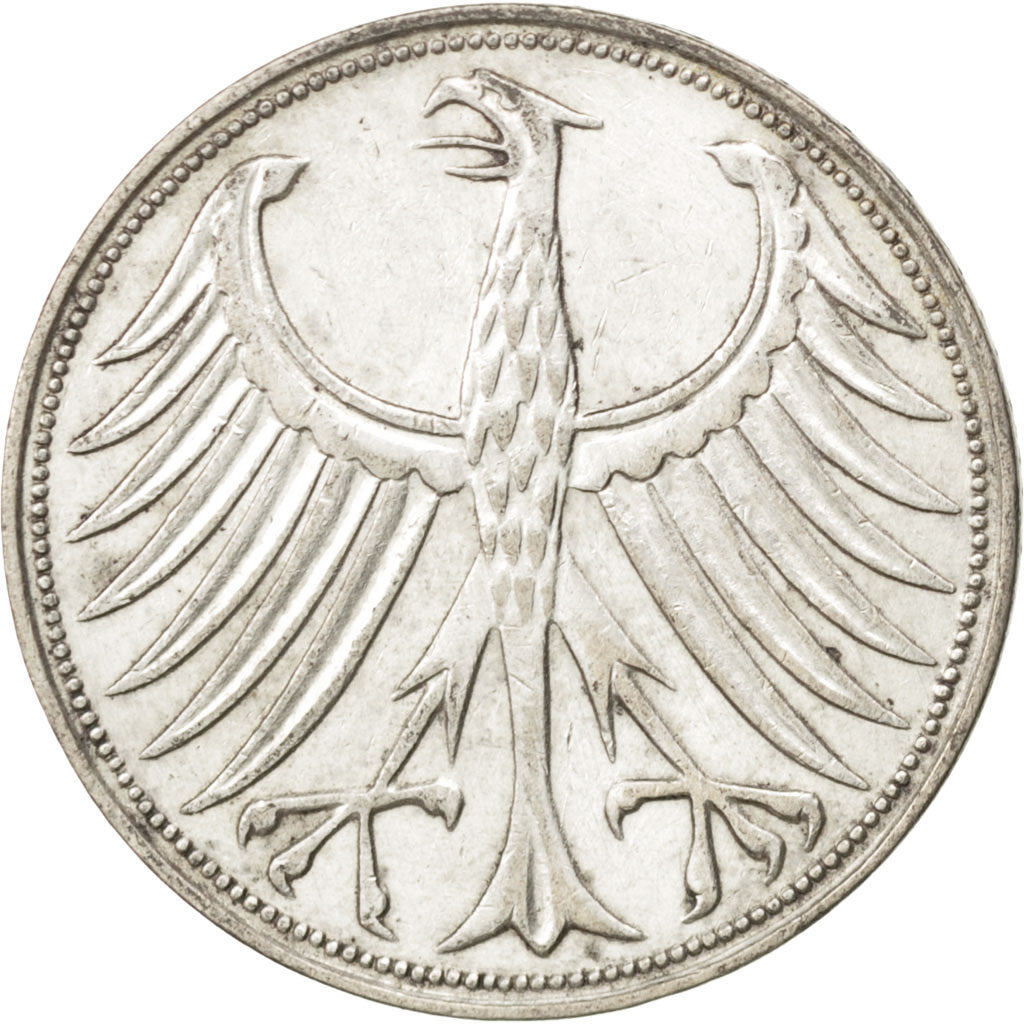 GERMANIA - REPUBBLICA FEDERALE, 5 Mark, 1951, Karlsruhe, BB+, Argento, KM:112.1