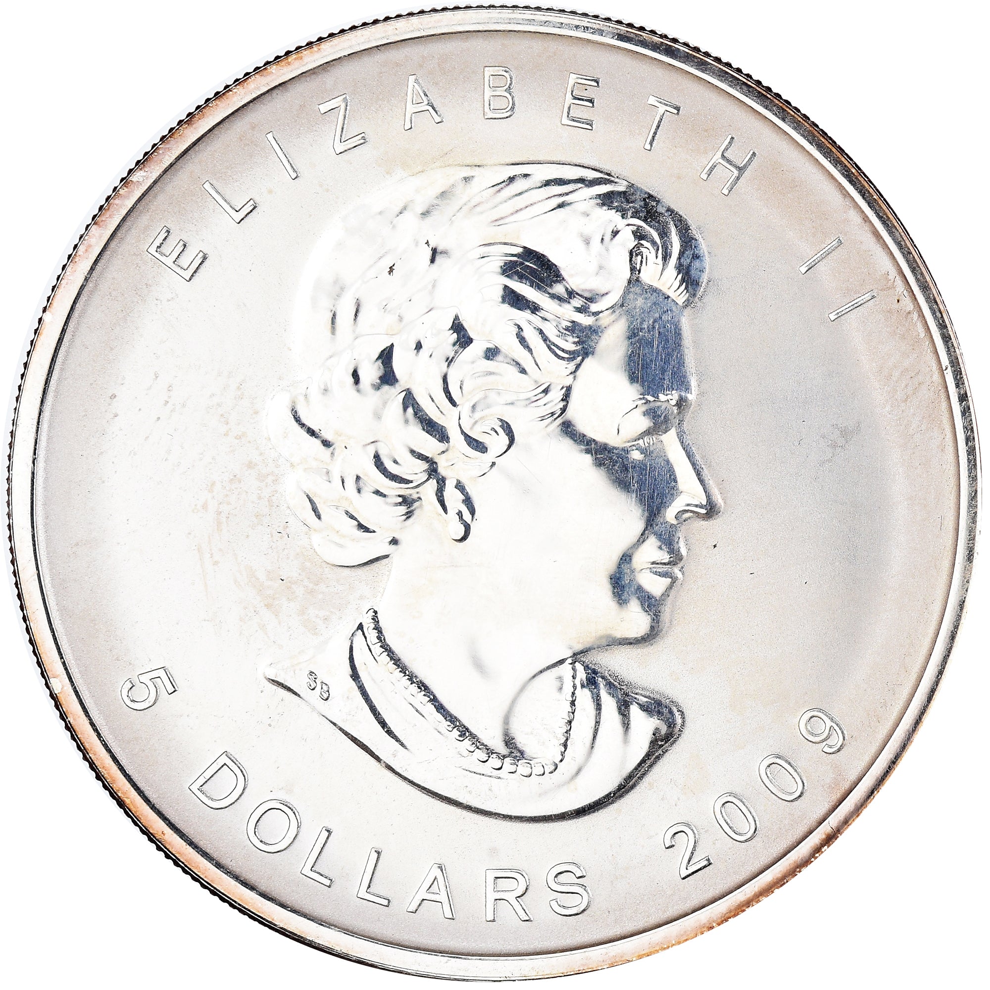 Moneta, Canada, 5 Dollars, 2009, Cleaned, MS(60-62), Srebro