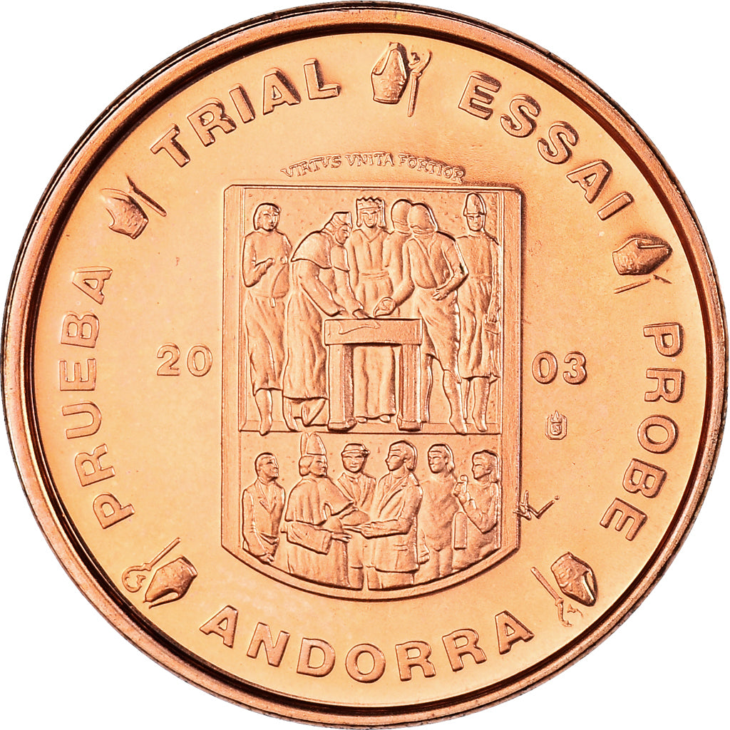 Andorra, Medal, 2 C, Essai Trial, 2003, MS(65-70), Copper