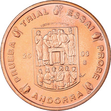 Andorra, medaglia, 5 C, Essai-Trial, 2003, FDC, Rame