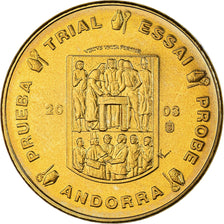 Andorra, Medal, 10 C, Essai-Trial, 2003, MS(65-70), Copper-Nickel Gilt