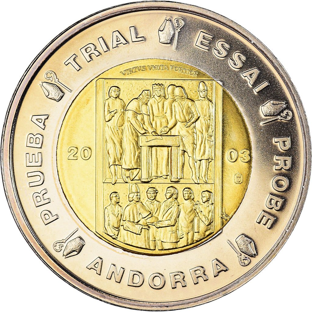 Andorra, 2 Euro, 2003, unofficial private coin, MS(65-70), Copper