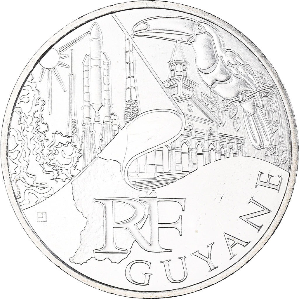 France, 10 Euro, 2011, Paris, Guyane, MS(63), Silver, KM:1736