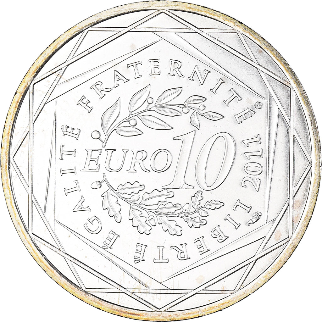 France, 10 Euro, 2011, Paris, Guyane, MS(63), Silver, KM:1736