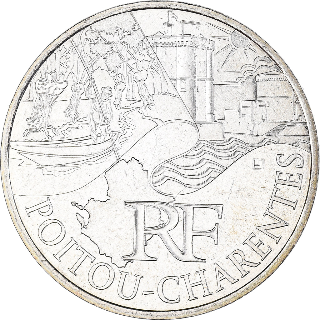France, 10 Euro, 2011, Paris, Poitou-Charente, MS(63), Silver, KM:1748