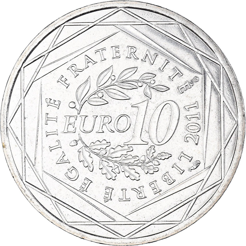 France, 10 Euro, 2011, Paris, Poitou-Charente, MS(63), Silver, KM:1748
