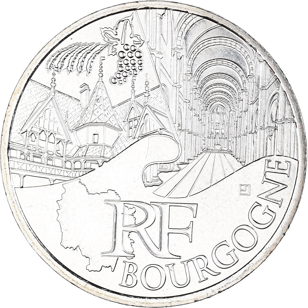 France, 10 Euro, 2011, Paris, Bourgogne, MS(63), Silver, KM:1731