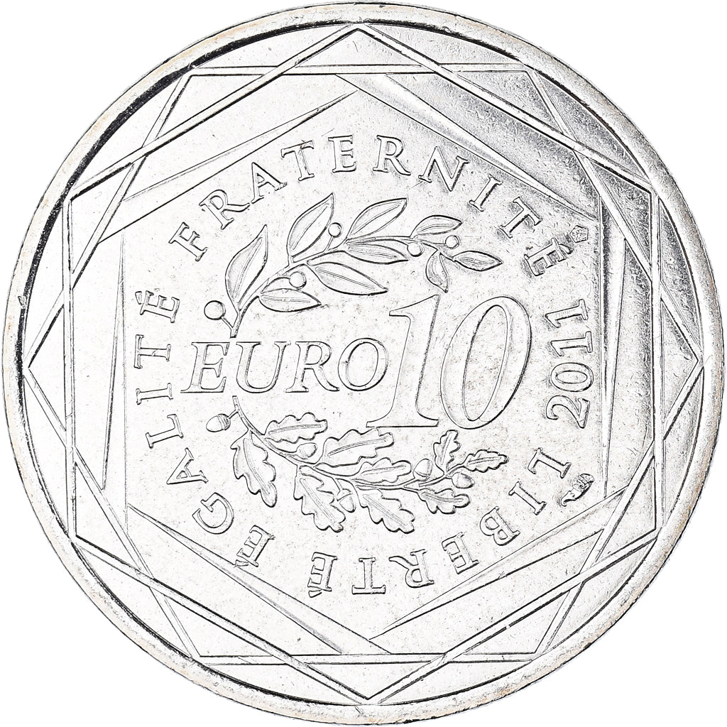 France, 10 Euro, 2011, Paris, Bourgogne, MS(63), Silver, KM:1731