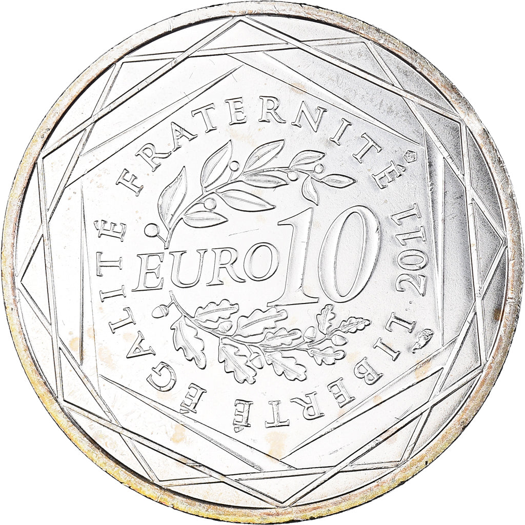 France, 10 Euro, 2011, Paris, Mayotte, MS(63), Silver, KM:1726