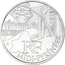 France, 10 Euro, 2011, Paris, Midi-Pyrénées, MS(63), Silver, KM:1752