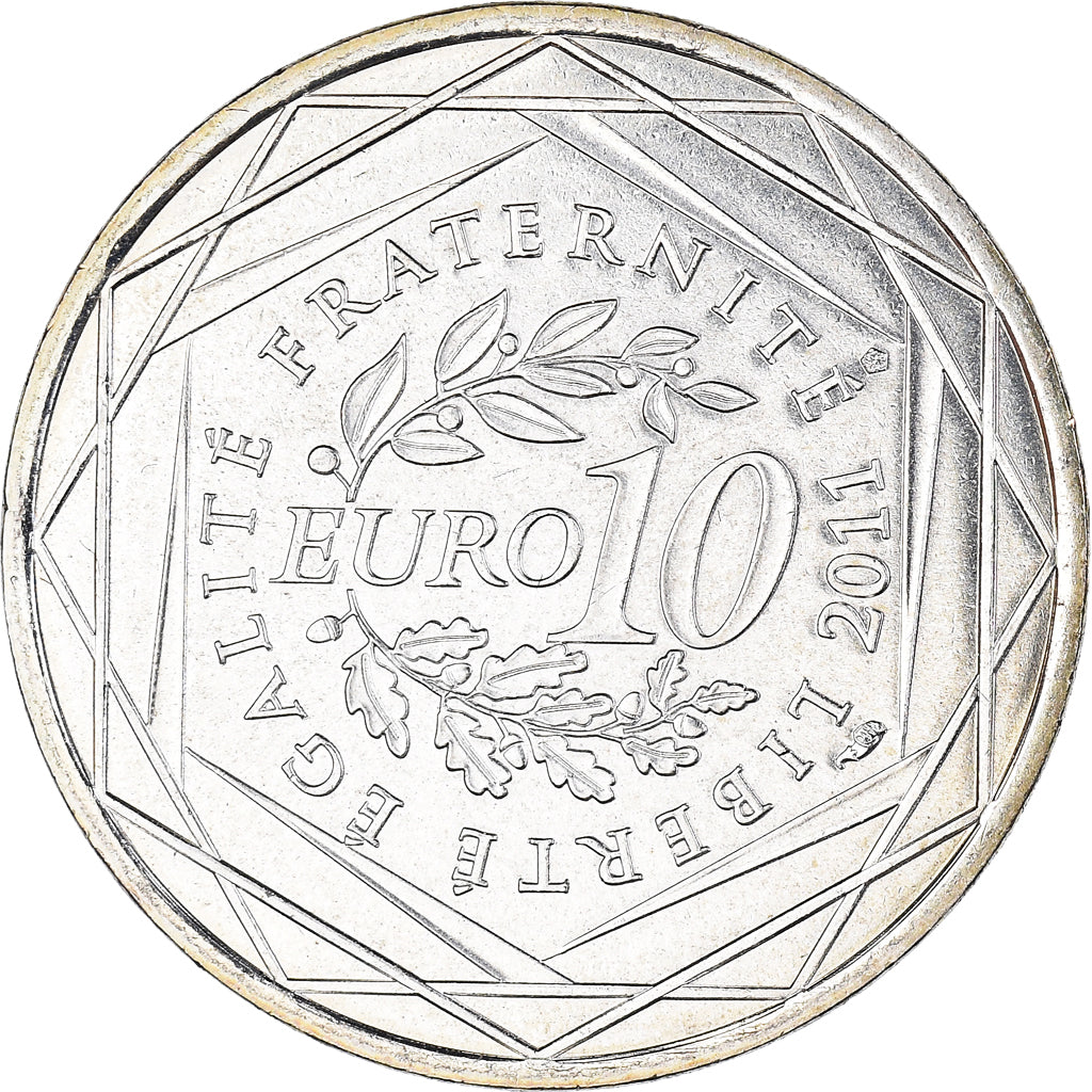 France, 10 Euro, 2011, Paris, Midi-Pyrénées, MS(63), Silver, KM:1752