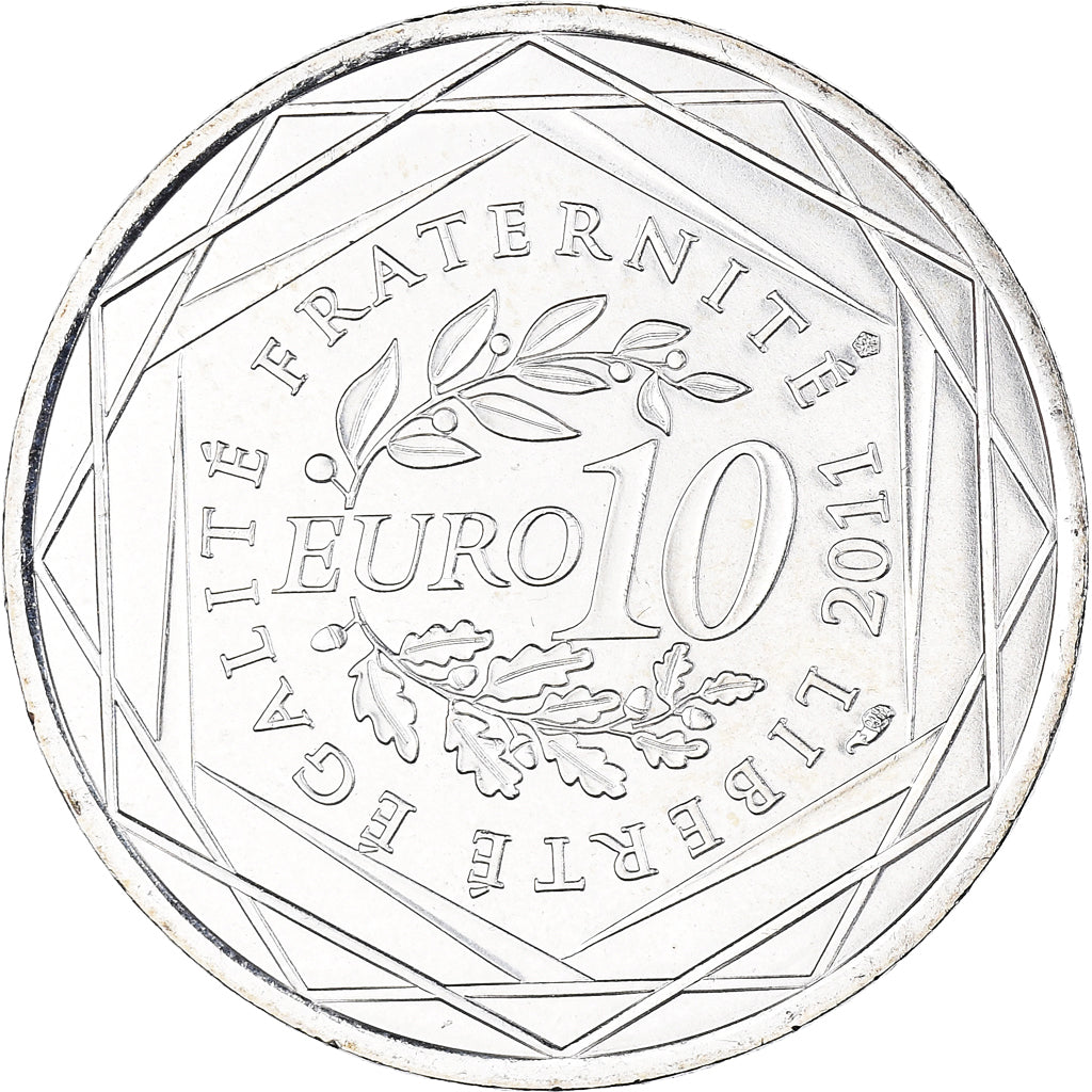 France, 10 Euro, 2011, Paris, Alsace, MS(63), Silver, KM:1734