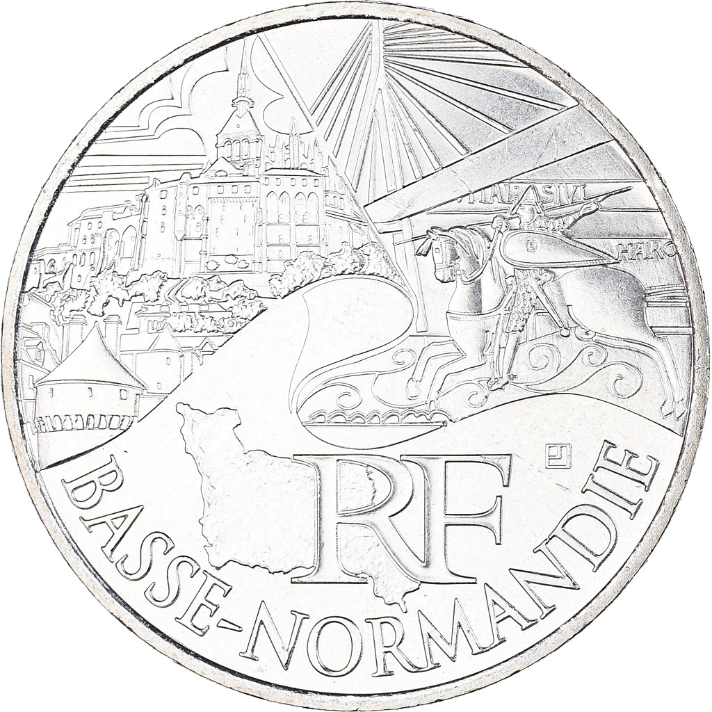 France, 10 Euro, 2011, Paris, Basse-Normandie, MS(63), Silver, KM:1729