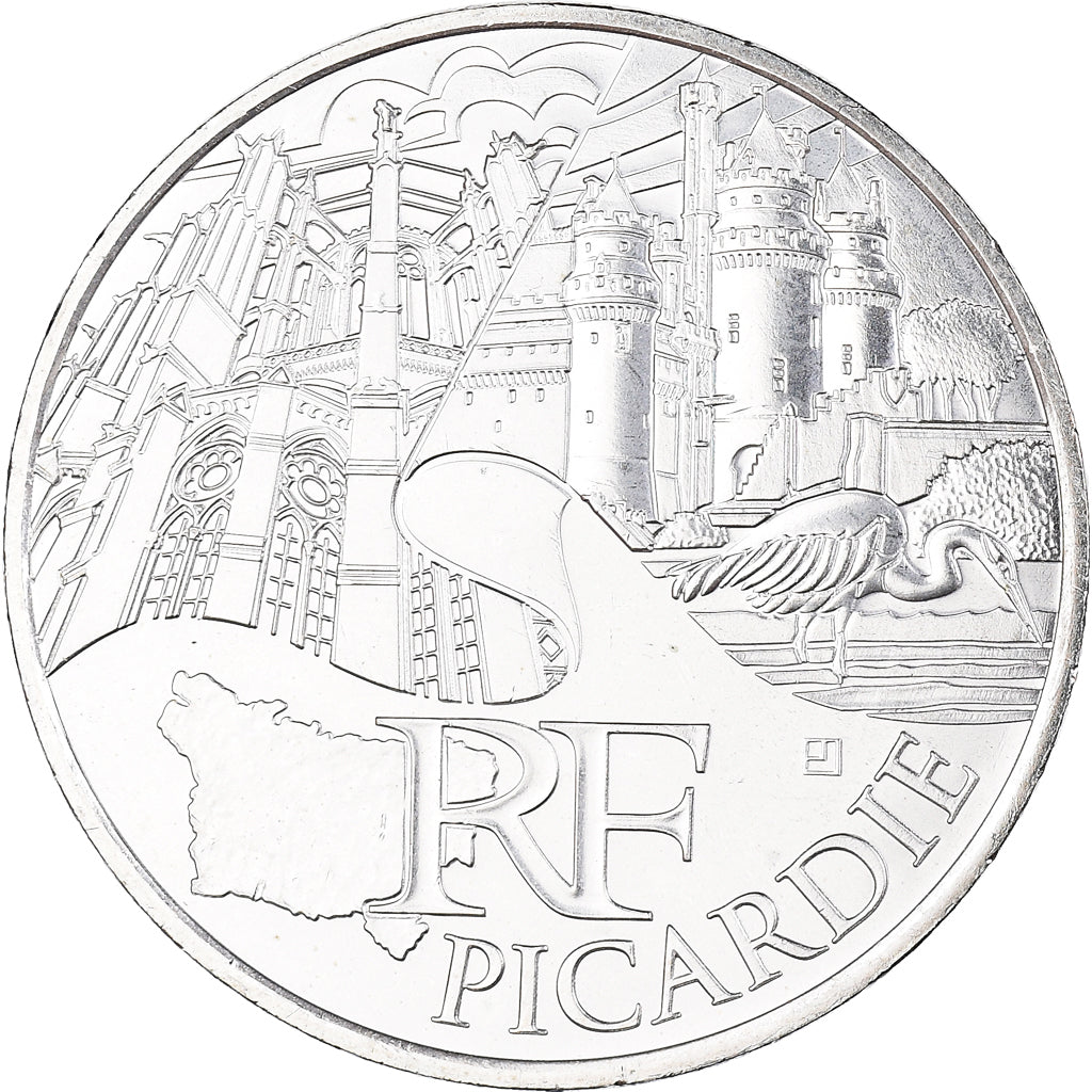 France, 10 Euro, 2011, Paris, Picardie, MS(63), Silver, KM:1747
