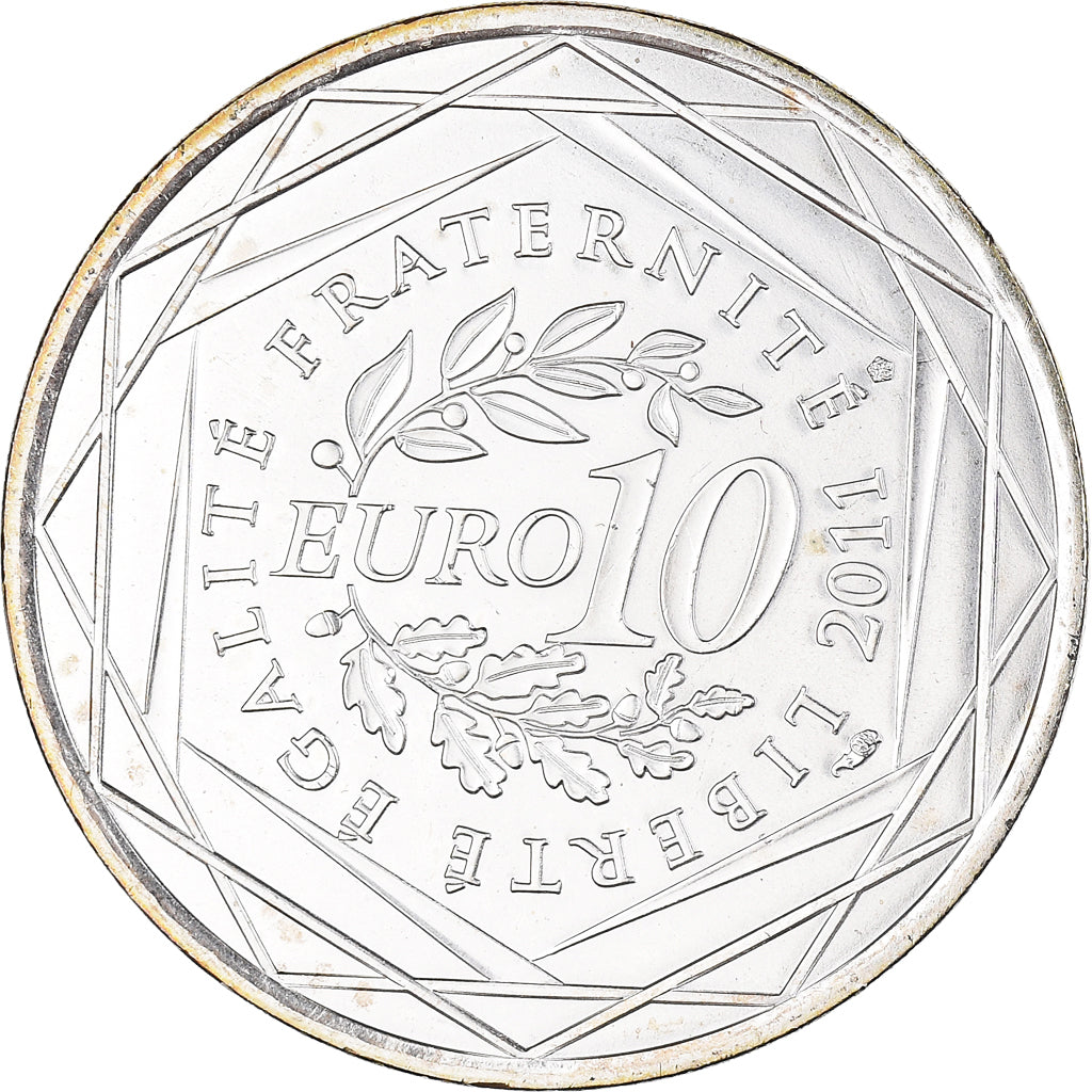 France, 10 Euro, 2011, Paris, Picardie, MS(63), Silver, KM:1747