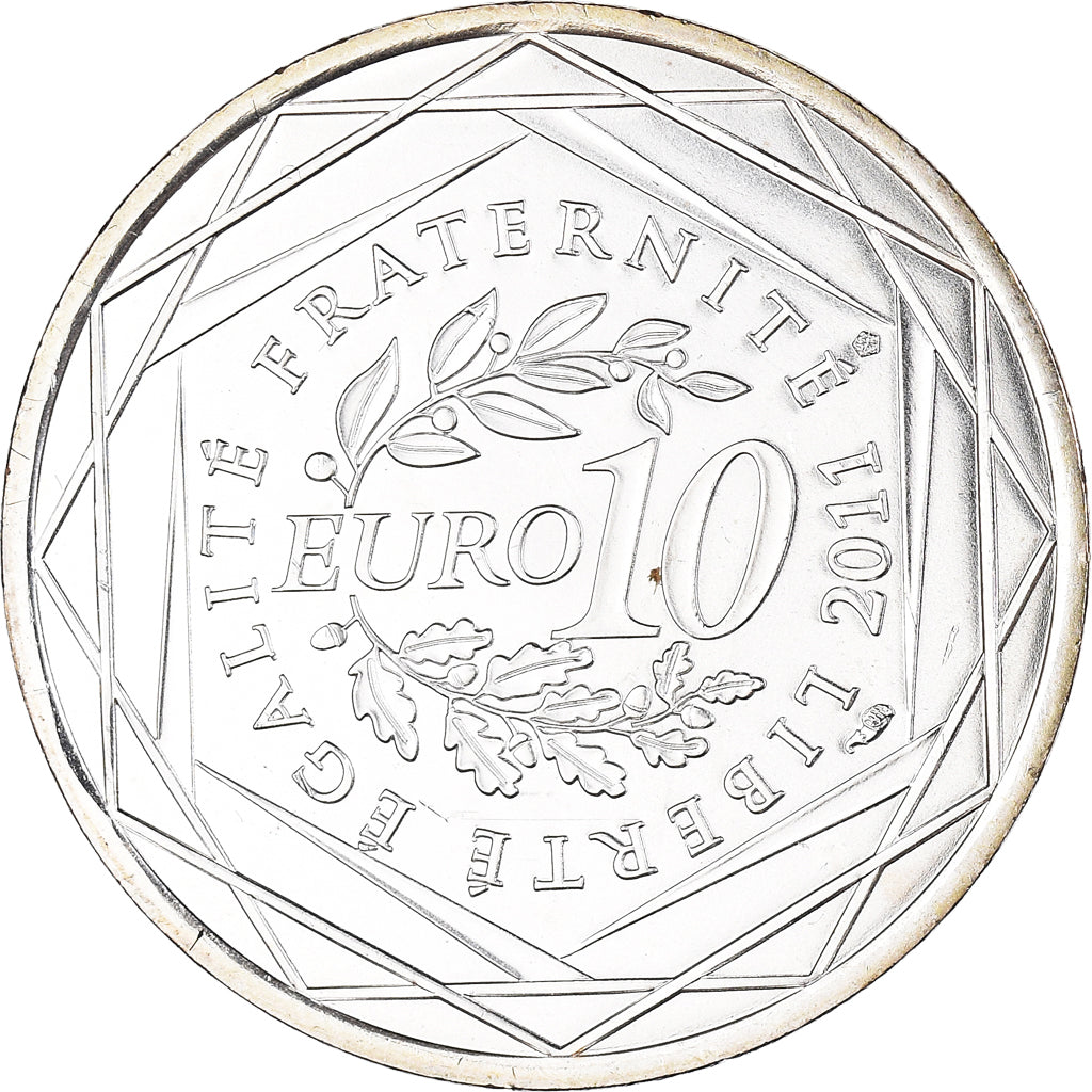 France, 10 Euro, 2011, Paris, Corse, MS(63), Silver, KM:1740