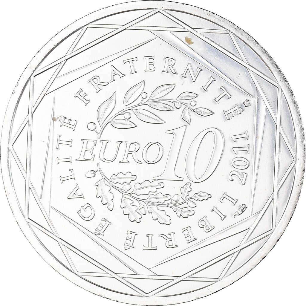 France, 10 Euro, 2011, Paris, Franche-Comté, MS(63), Silver, KM:1735