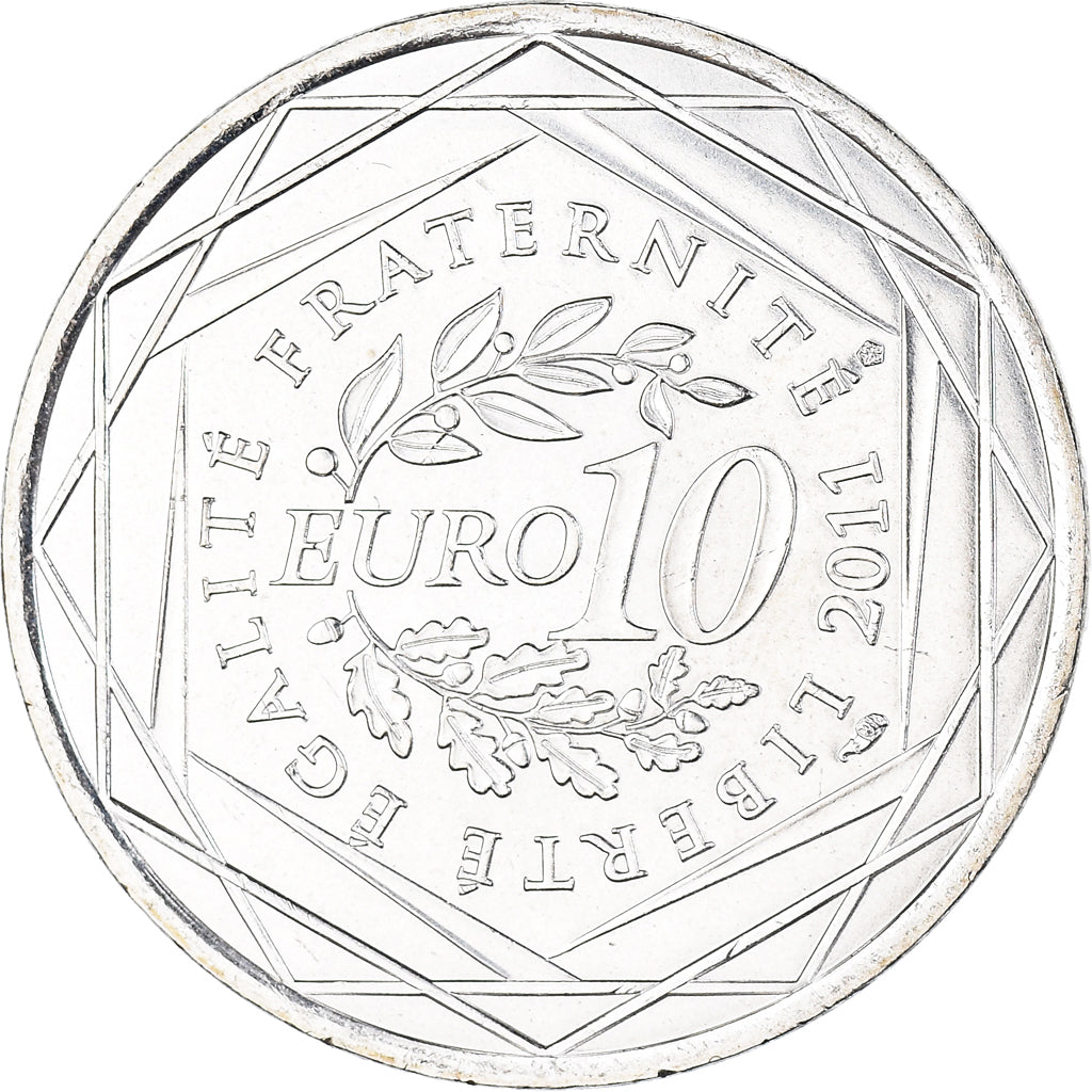 France, 10 Euro, 2011, Paris, Bretagne, MS(63), Silver, KM:1730
