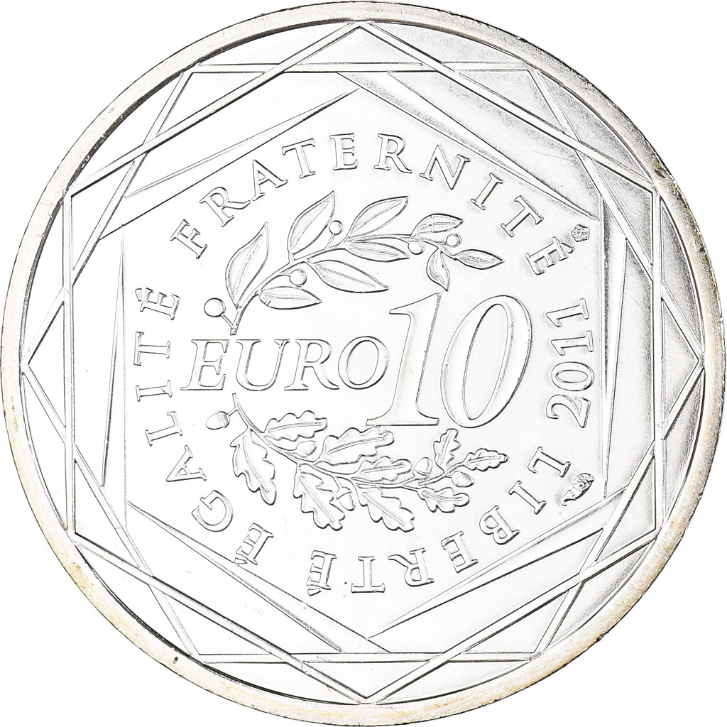 France, 10 Euro, 2011, Paris, Centre, MS(63), Silver, KM:1732