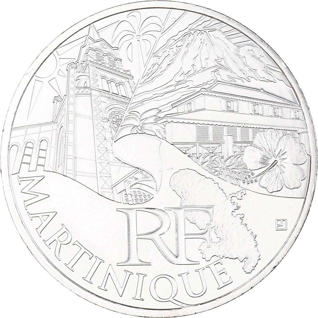 France, 10 Euro, 2011, Paris, Martinique, MS(63), Silver, KM:1744