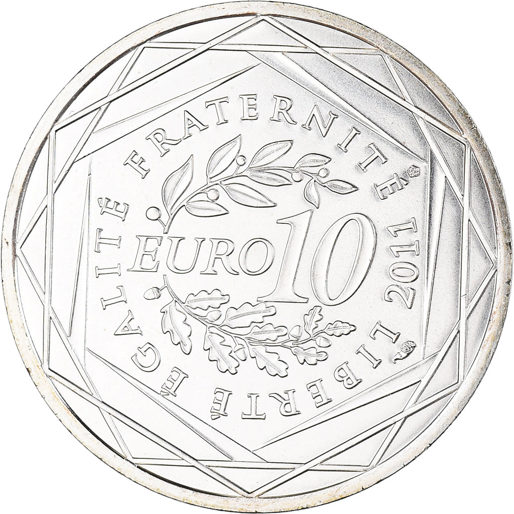 France, 10 Euro, 2011, Paris, Martinique, MS(63), Silver, KM:1744