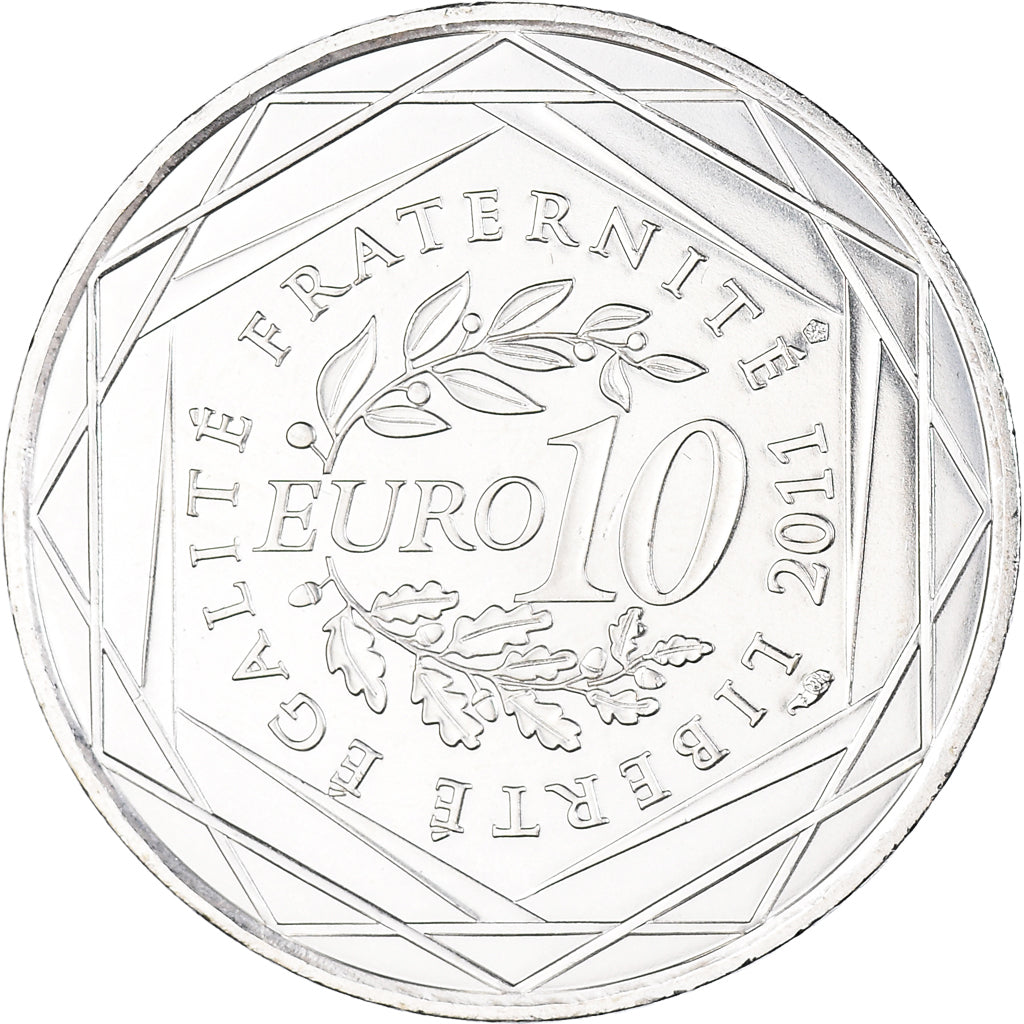 France, 10 Euro, 2011, Paris, Auvergne, MS(63), Silver, KM:1728