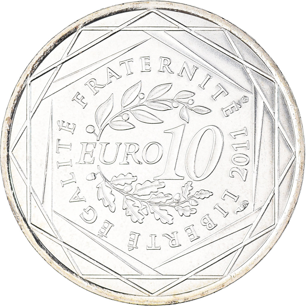 France, 10 Euro, 2011, Paris, Languedoc roussillon, MS(63), Silver, KM:1741