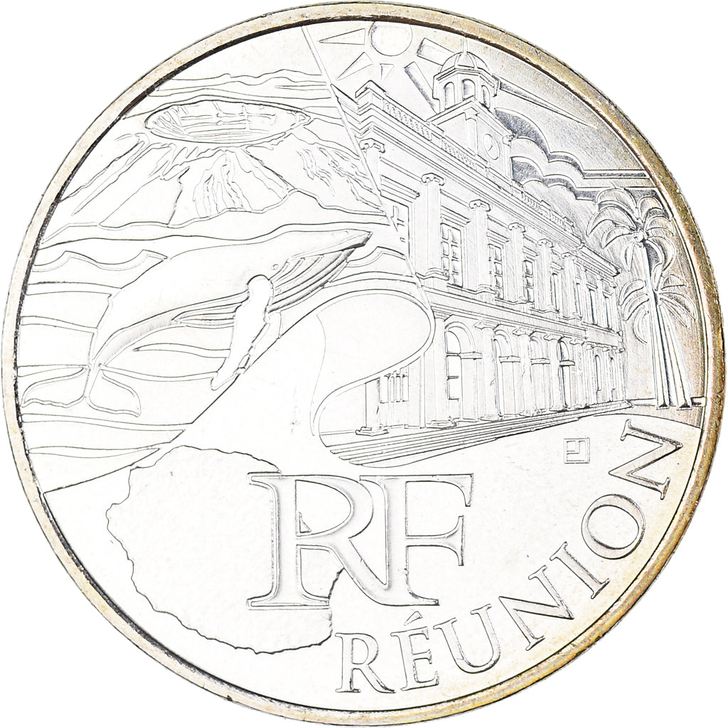 France, 10 Euro, 2011, Paris, Réunion, MS(63), Silver, KM:1750