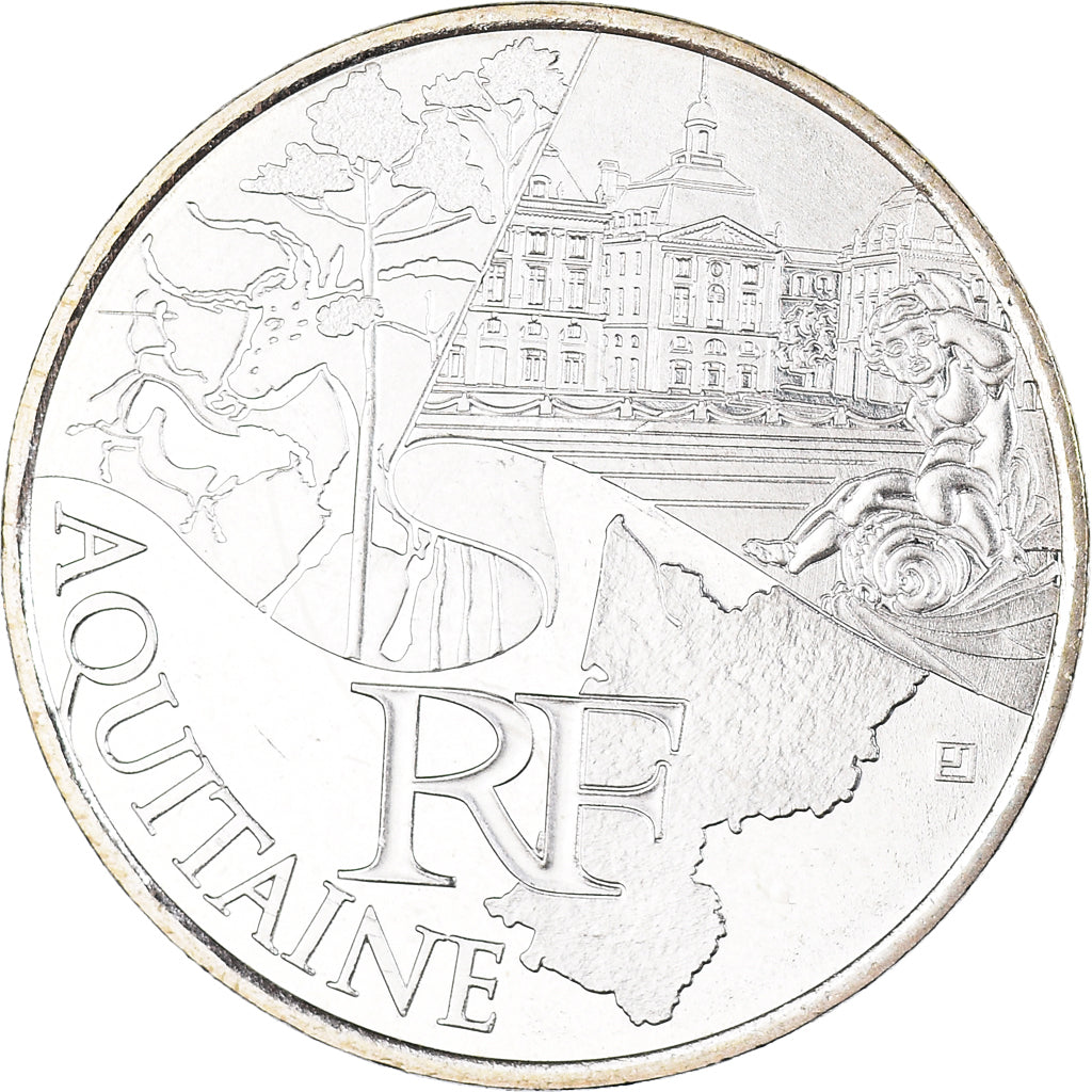 France, 10 Euro, 2011, Paris, Aquitaine, MS(63), Silver, KM:1727
