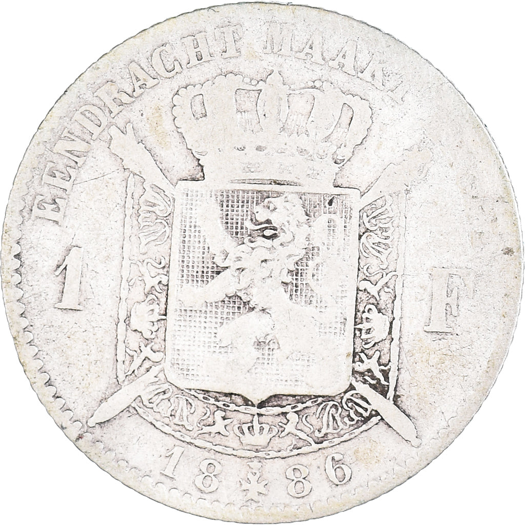Coin, Belgium, Leopold II, Franc, 1886, F(12-15), Silver, KM:28.2