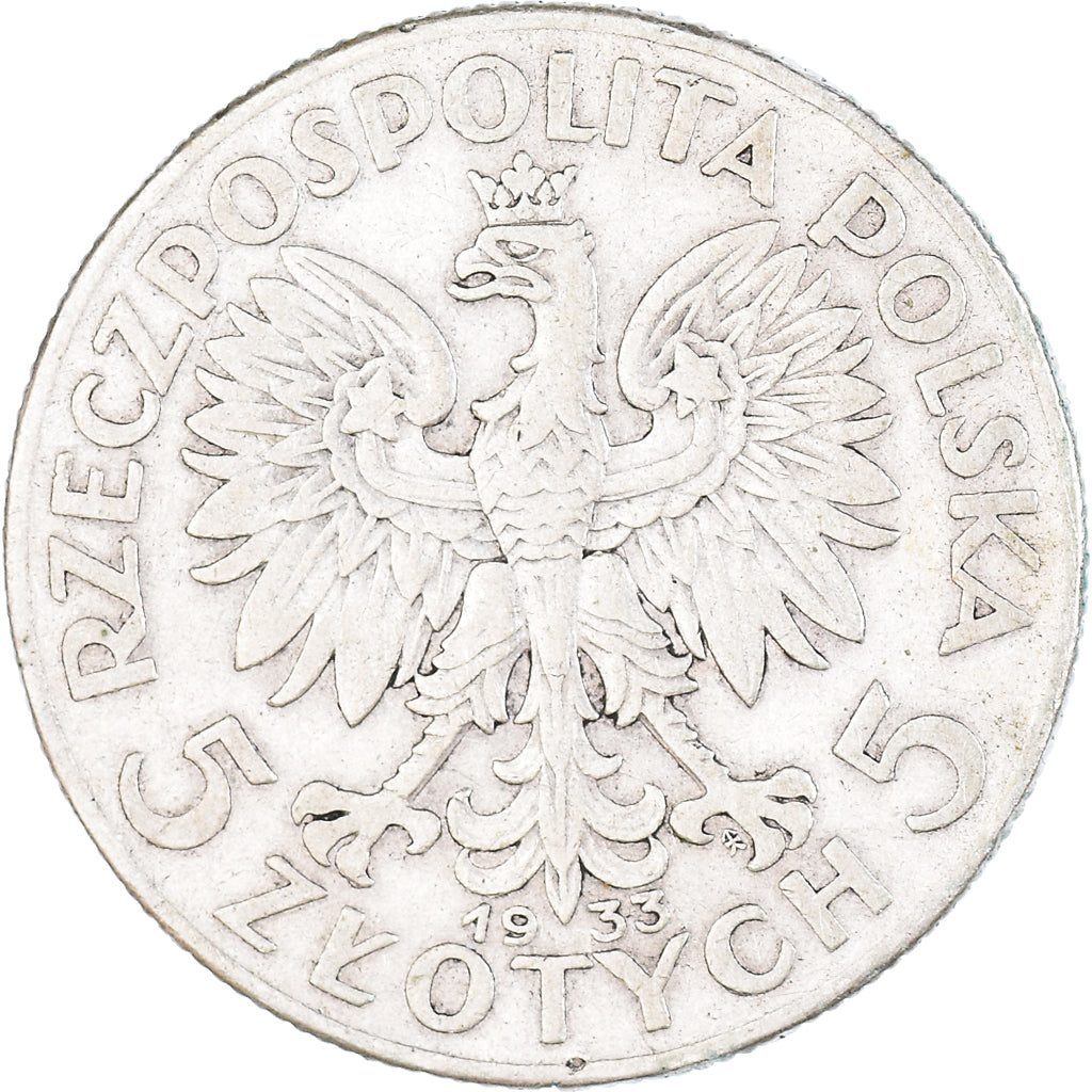 Coin, Poland, 5 Zlotych, 1933, Warsaw, EF(40-45), Silver, KM:21