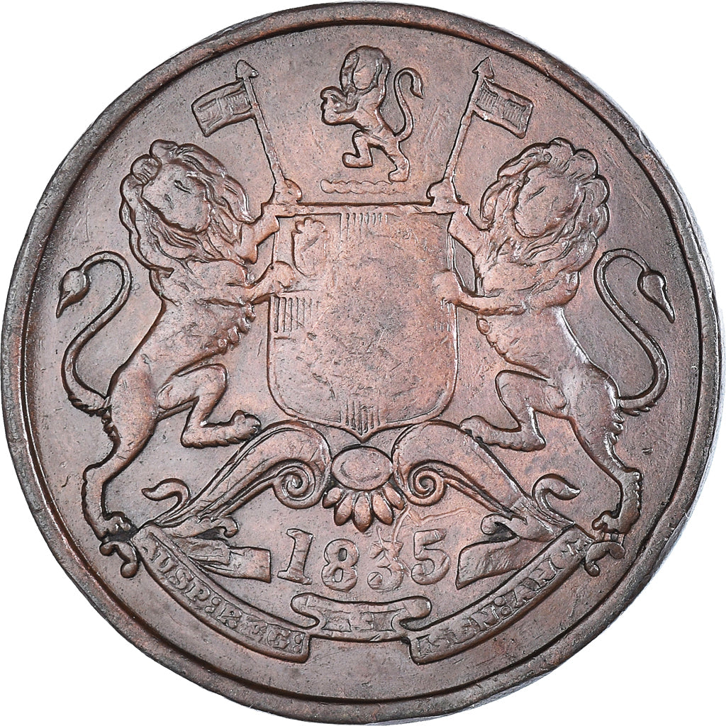 Coin, INDIA-BRITISH, 1/2 Anna, 1835, VF(30-35), Copper, KM:447.1
