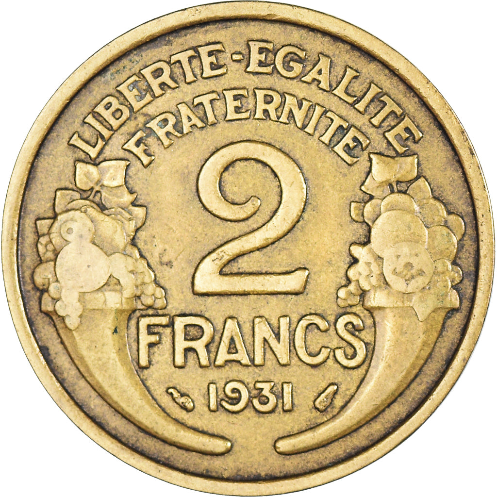 Moneta, Francja, Morlon, 2 Francs, 1931, EF(40-45), Aluminium-Brąz, KM:886