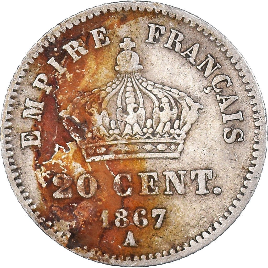 Coin, France, Napoleon III, Napoléon III, 20 Centimes, 1867, Paris, VF(20-25)