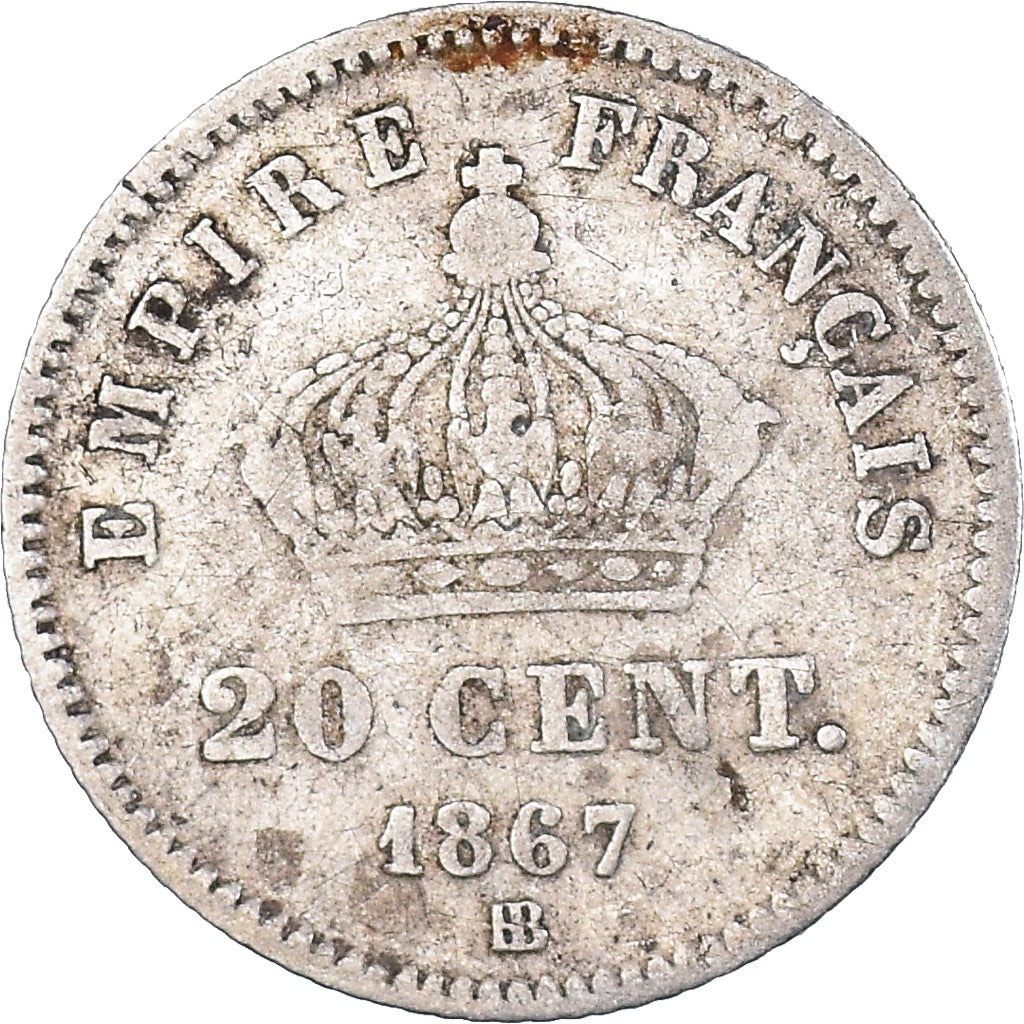 Coin, France, Napoleon III, Napoléon III, 20 Centimes, 1867, Strasbourg
