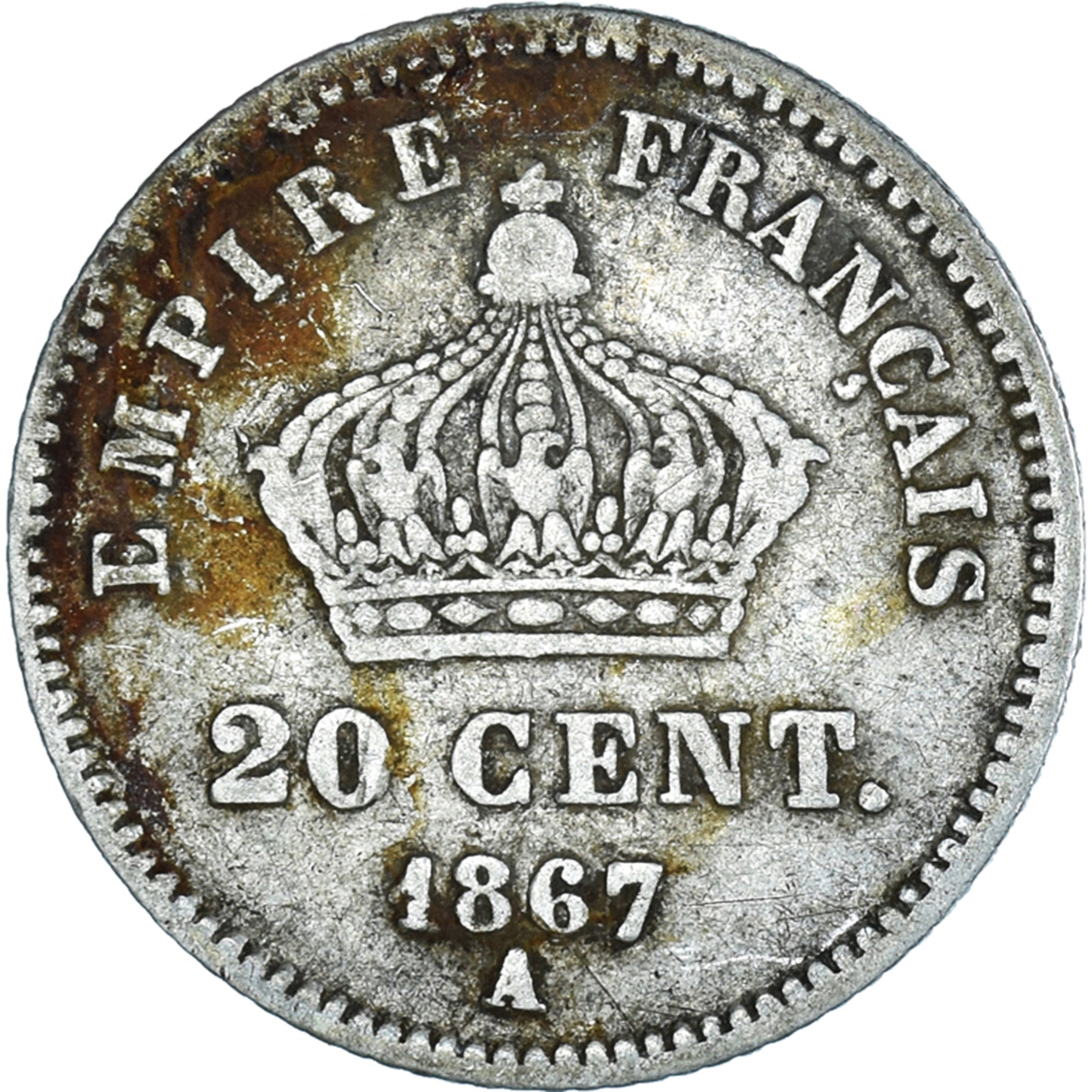 Coin, France, Napoleon III, Napoléon III, 20 Centimes, 1867, Paris, VF(20-25)