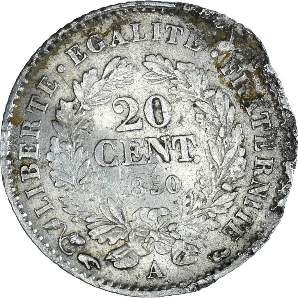 Coin, France, Cérès, 20 Centimes, 1850, Paris, VG(8-10), Silver, KM:758.1