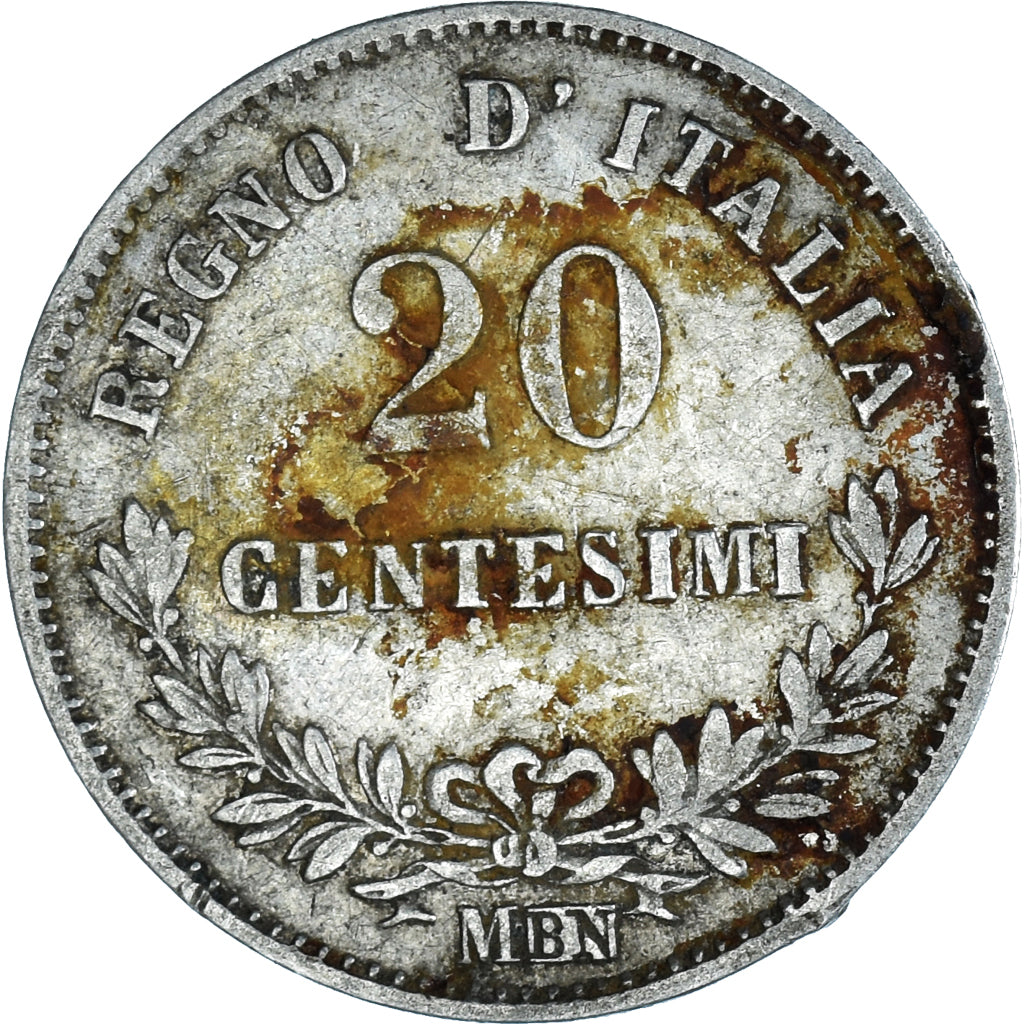 Coin, Italy, Vittorio Emanuele II, 20 Centesimi, 1863, Milan, EF(40-45), Silver