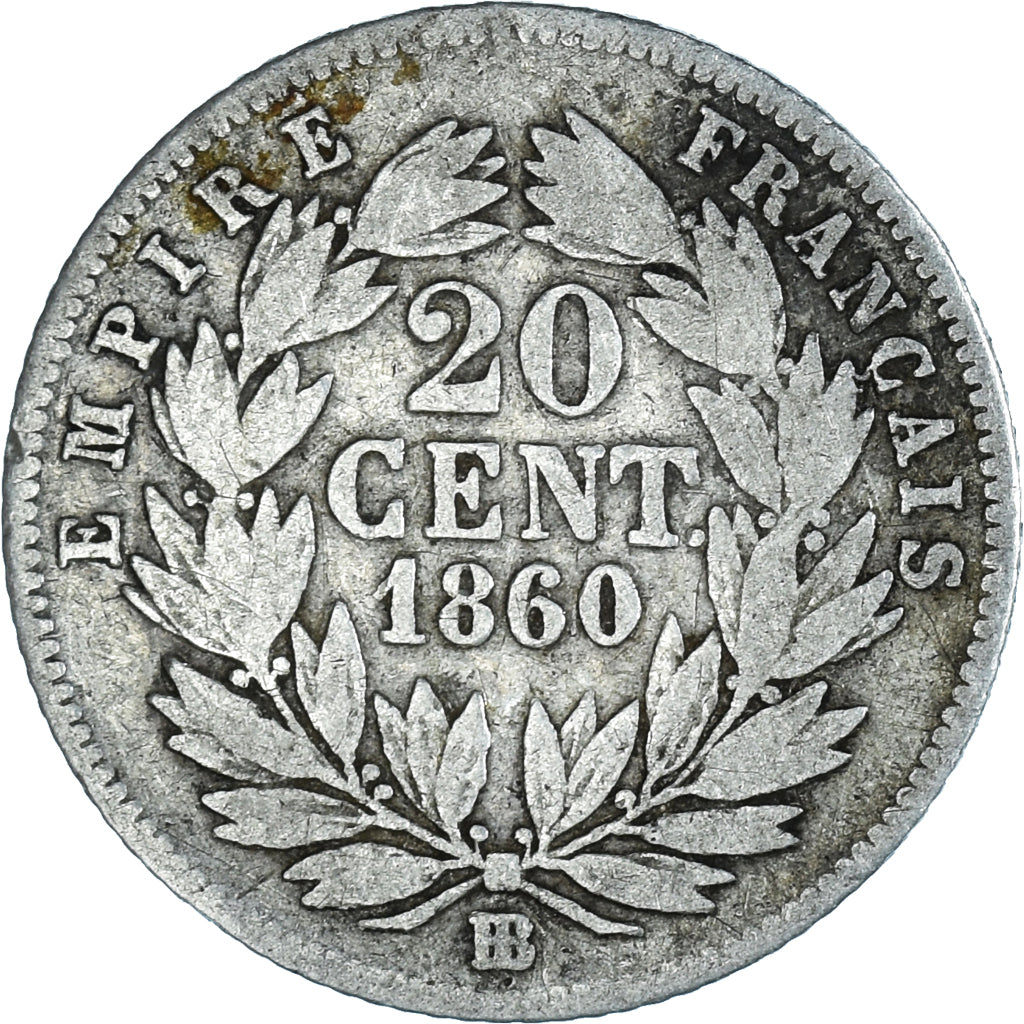 Monnaie, France, Napoleon III, Napoléon III, 20 Centimes, 1860, Strasbourg, TB