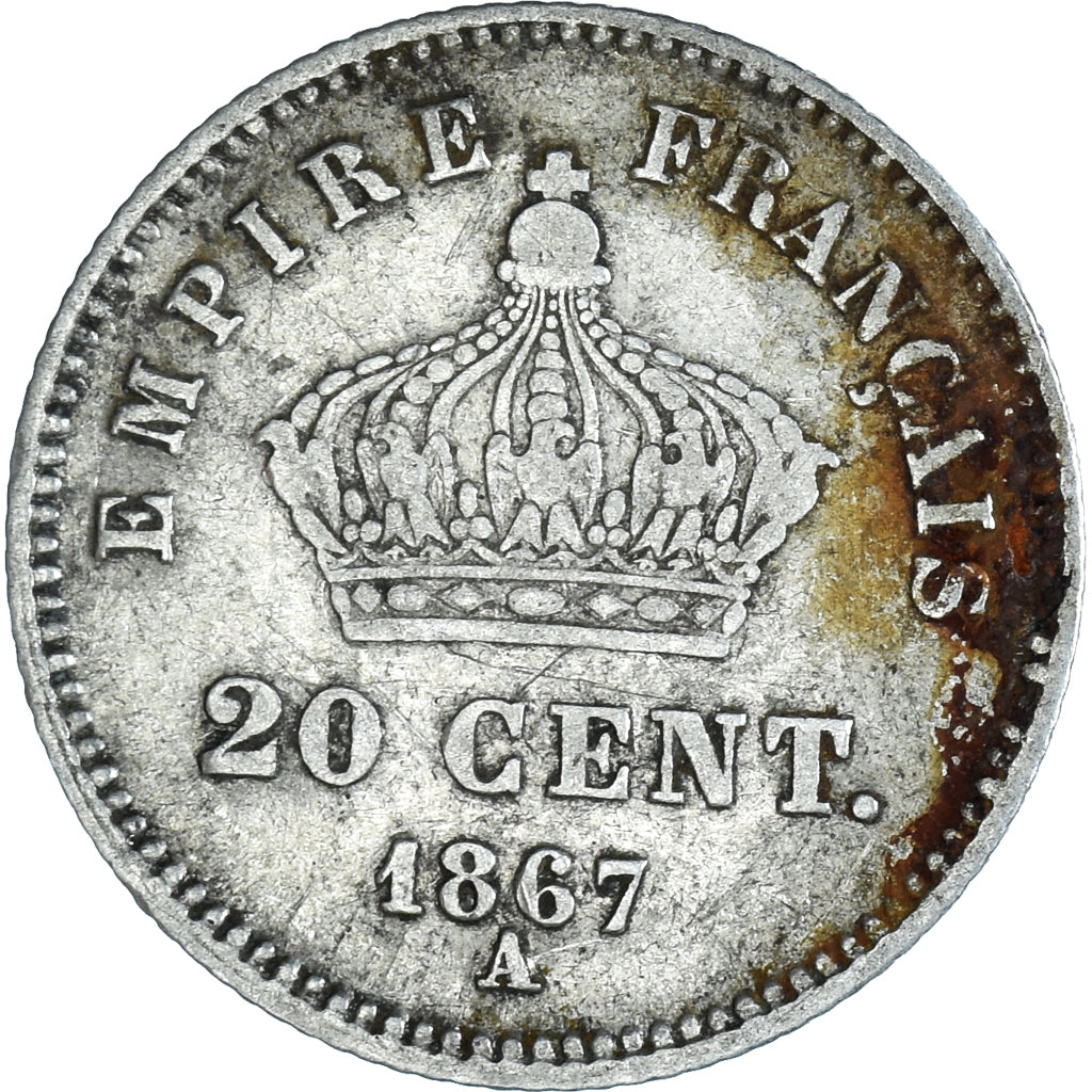 Coin, France, Napoleon III, Napoléon III, 20 Centimes, 1867, Paris, VF(20-25)