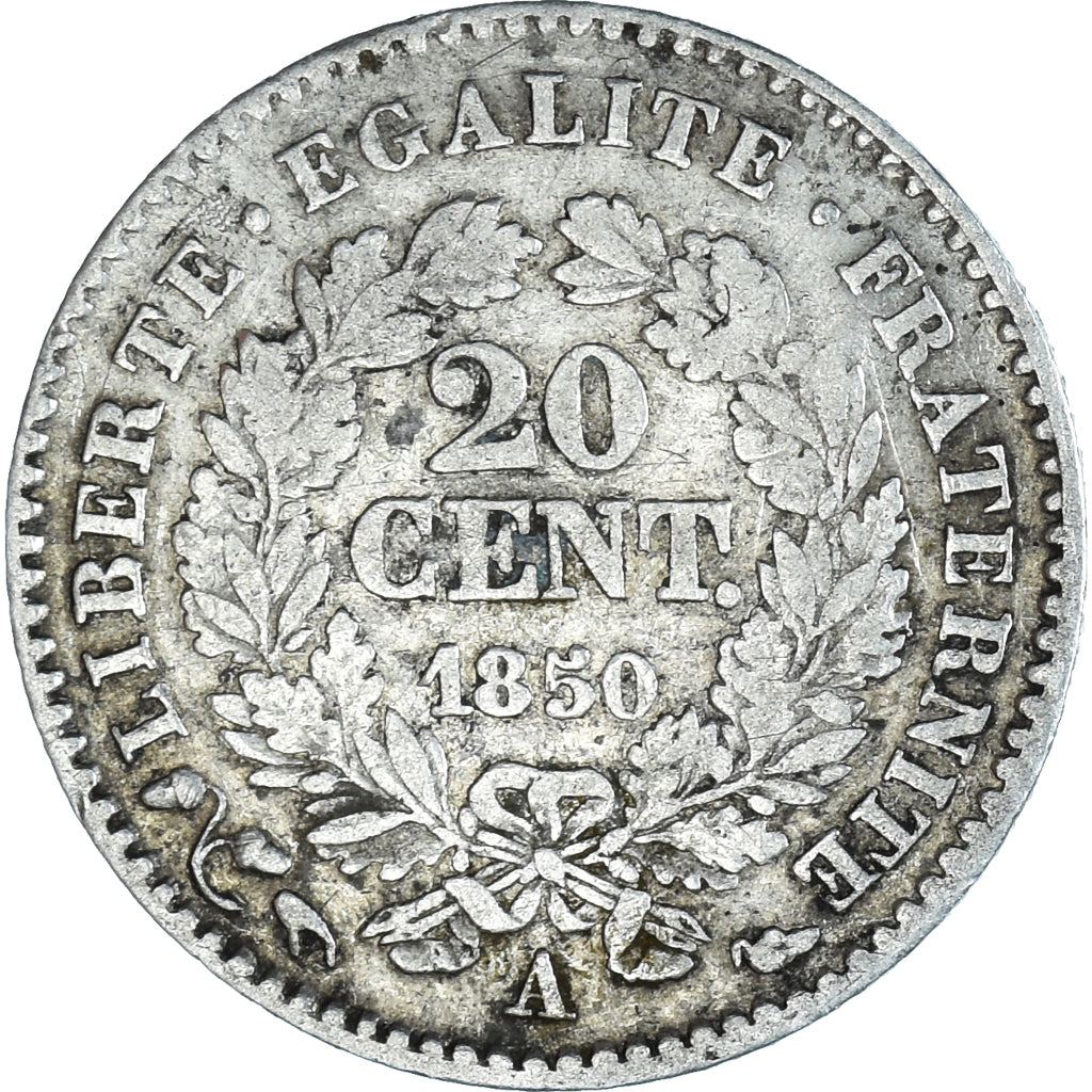 Coin, France, Cérès, 20 Centimes, 1850, Paris, VF(30-35), Silver, KM:758.1