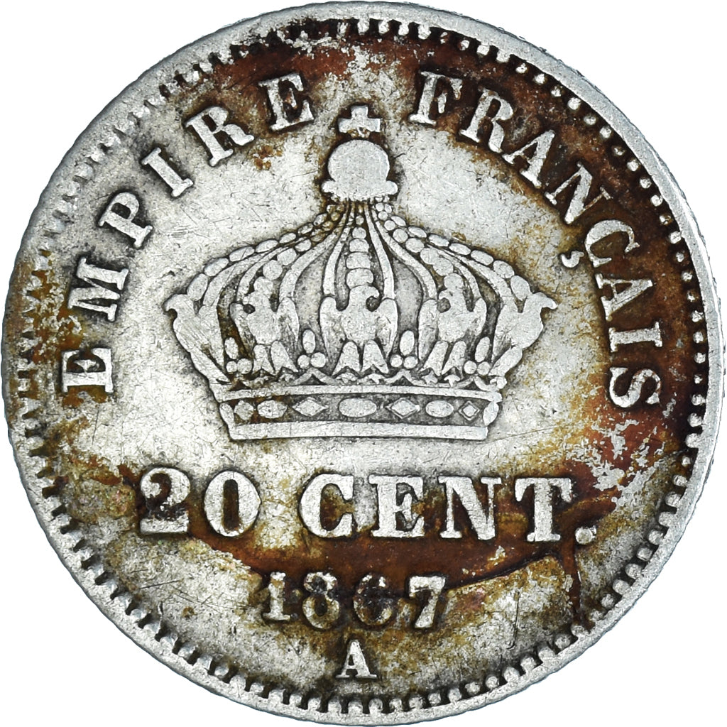 Munten, Frankrijk, Napoleon III, Napoléon III, 20 Centimes, 1867, Paris, FR+