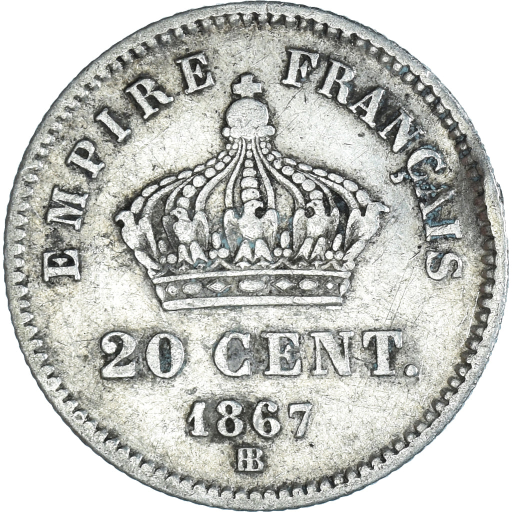 Monnaie, France, Napoleon III, Napoléon III, 20 Centimes, 1867, Strasbourg
