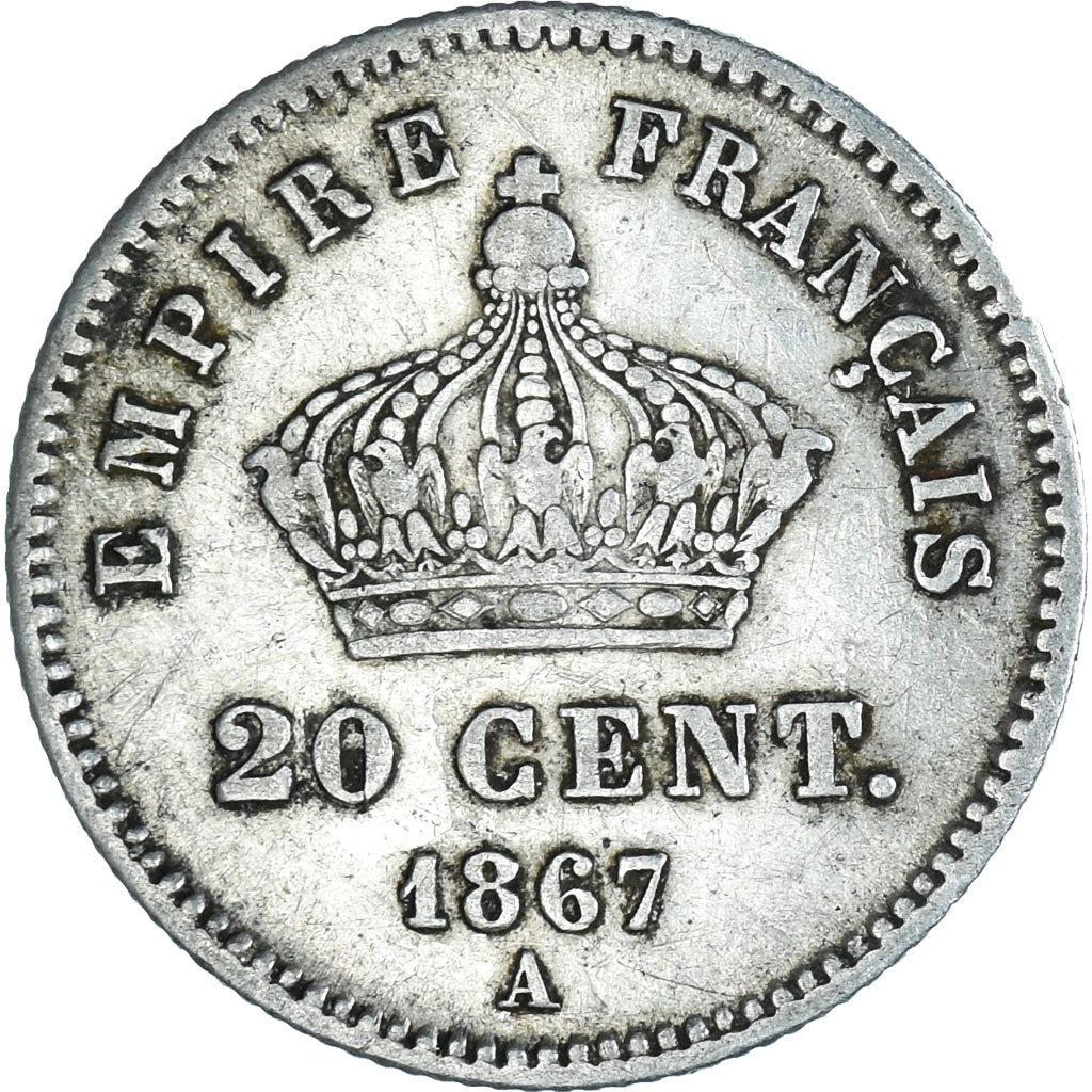 Coin, France, Napoleon III, Napoléon III, 20 Centimes, 1867, Paris, VF(30-35)